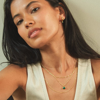 Malachite Healing Stone Necklace 18ct Gold Plate