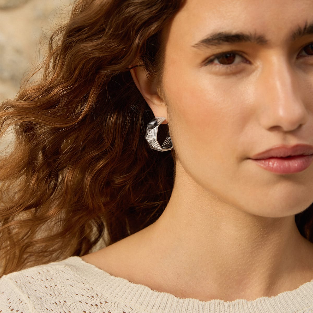 Maxi Strata Hoop Earrings Silver Plate