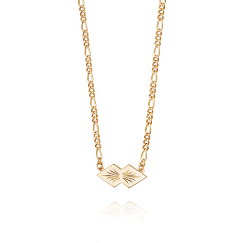 Mini Engraved Leaf Necklace 18ct Gold Plate