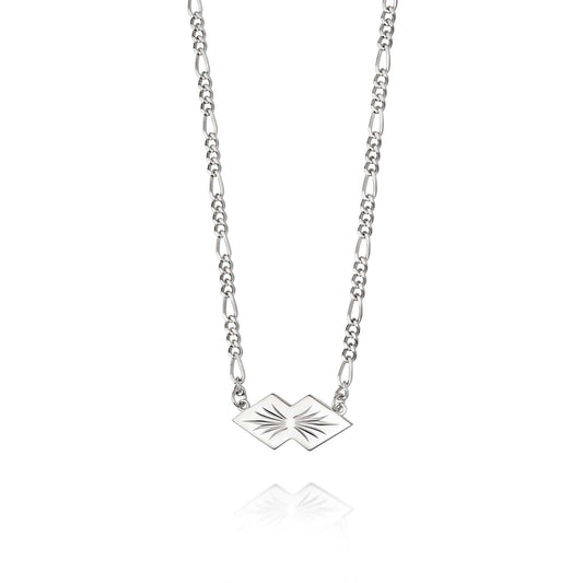 Mini Engraved Leaf Necklace Sterling Silver
