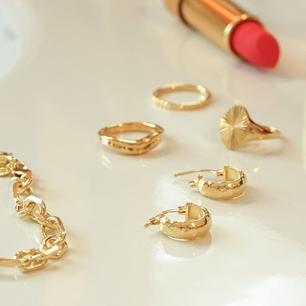 Mini Textured Hoop Earrings 18ct Gold Plate