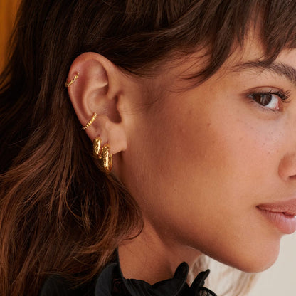 Mini Textured Hoop Earrings 18ct Gold Plate