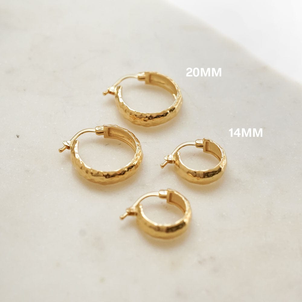 Mini Textured Hoop Earrings 18ct Gold Plate
