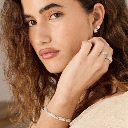 Wave Stud Earrings Silver Plate