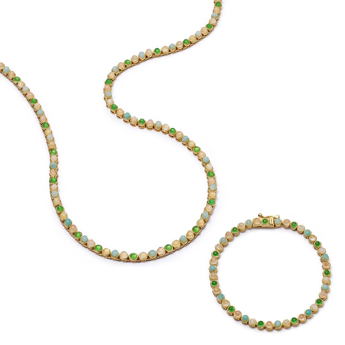 Mixed Gemstone Tennis Set 18ct Gold Plate