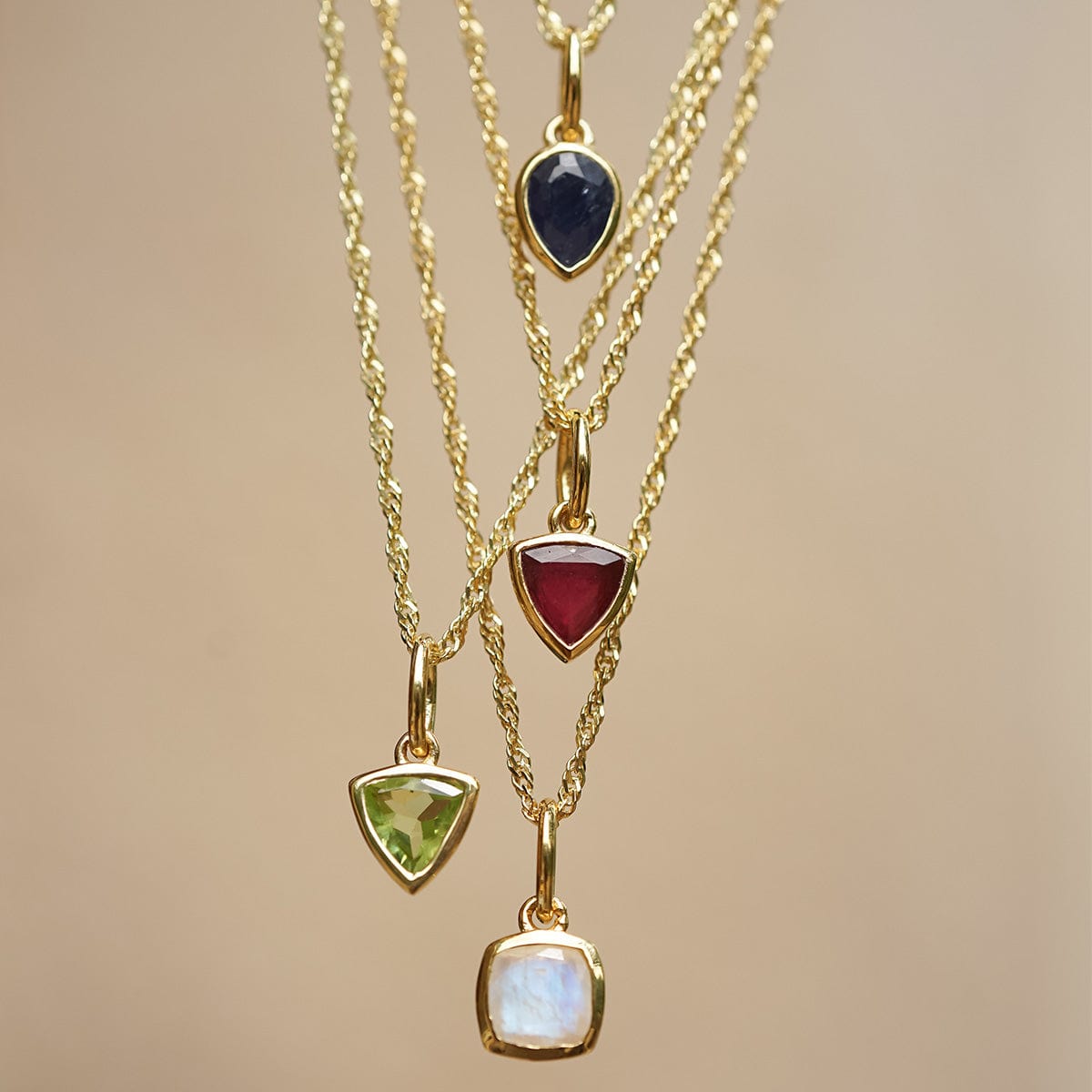 Moonstone June Birthstone Charm Pendant 18ct Gold Plate