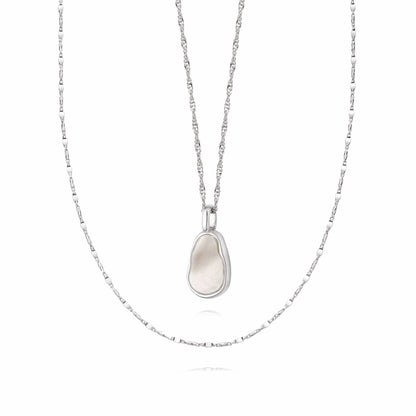 Mother Of Pearl Chain Layering Set Sterling Silver