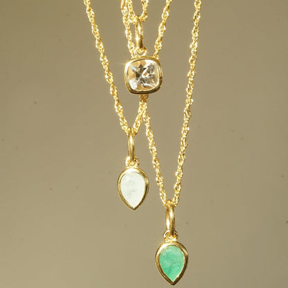 Opal October Birthstone Charm Pendant 18ct Gold Plate