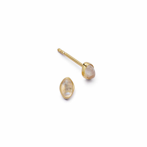 Moonstone Oval Stud Earrings 18ct Gold Plate