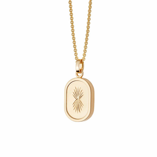 Palm Engraved Oval Locket 18ct Gold Plate