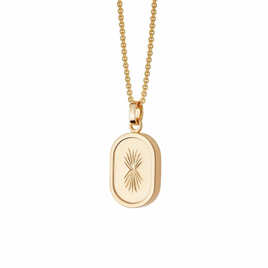 Palm Engraved Oval Locket 18ct Gold Plate