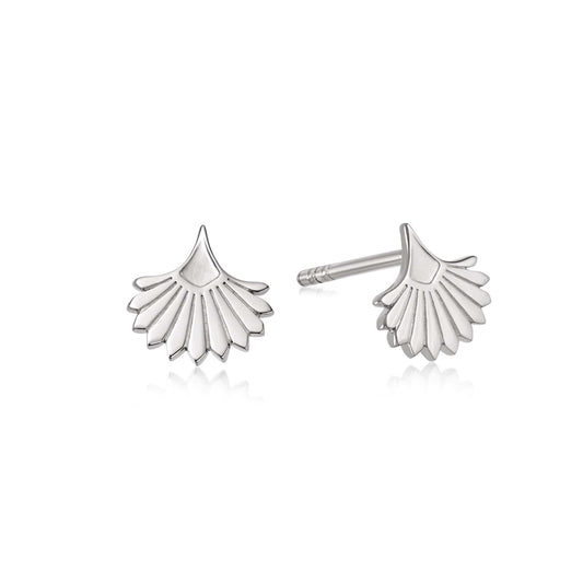 Palm Fan Stud Earrings Sterling Silver
