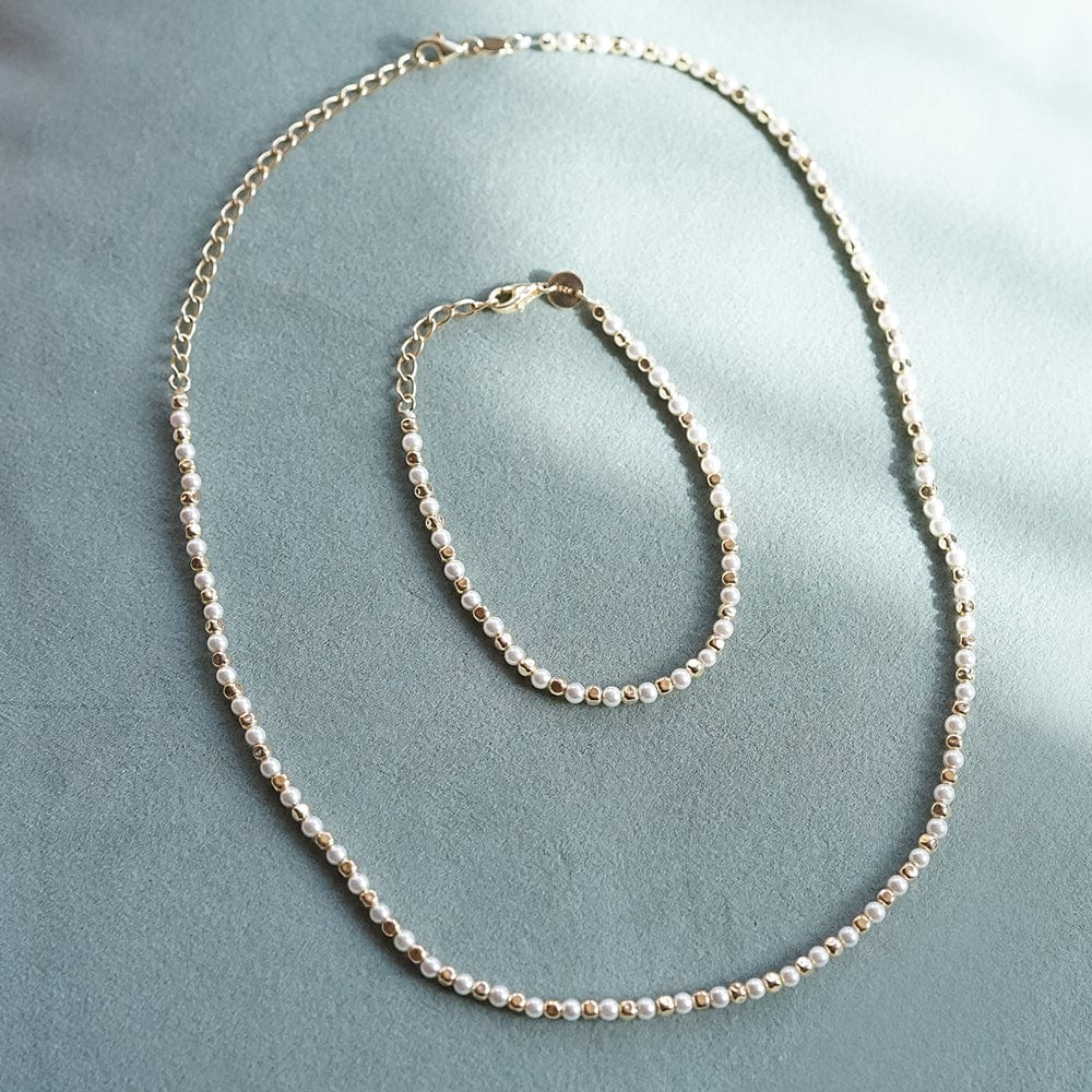 Pearl And Bead Necklace 18ct Gold Plate