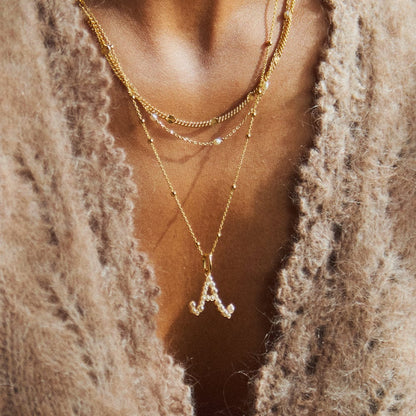 Pearl Initial Charm Pendant 18ct Gold Plate