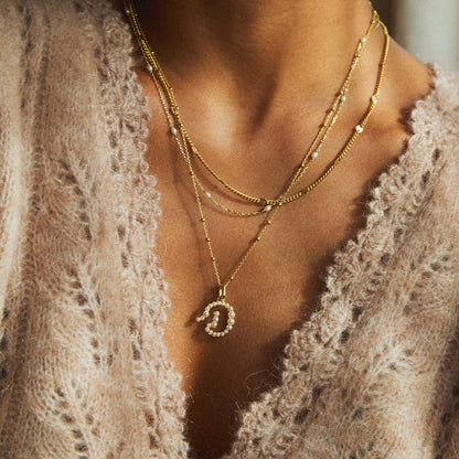 Pearl Initial Charm Pendant 18ct Gold Plate