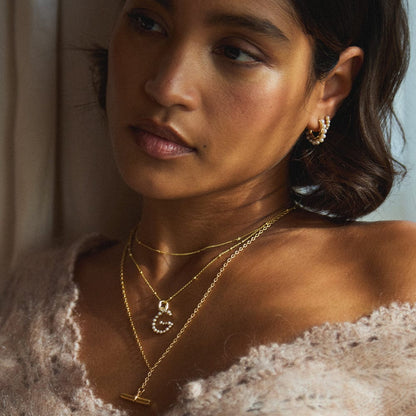 Pearl Initial Charm Pendant 18ct Gold Plate