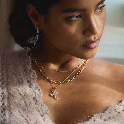 Pearl Initial Charm Necklace 18ct Gold Plate