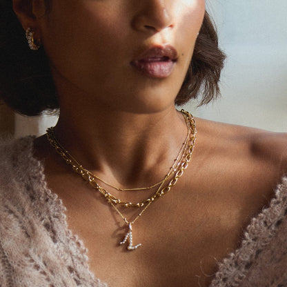 Pearl Initial Charm Necklace 18ct Gold Plate