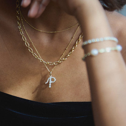 Pearl Initial Charm Pendant 18ct Gold Plate