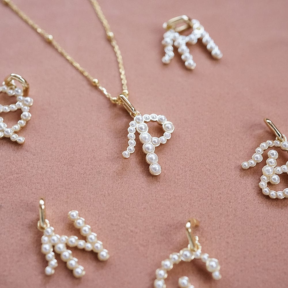 Pearl Initial Charm Necklace 18ct Gold Plate