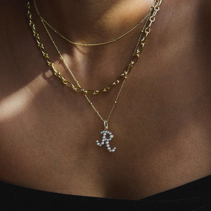Pearl Initial Charm Necklace 18ct Gold Plate
