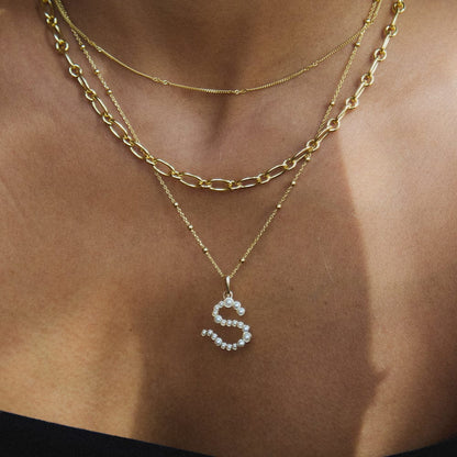 Pearl Initial Charm Necklace 18ct Gold Plate