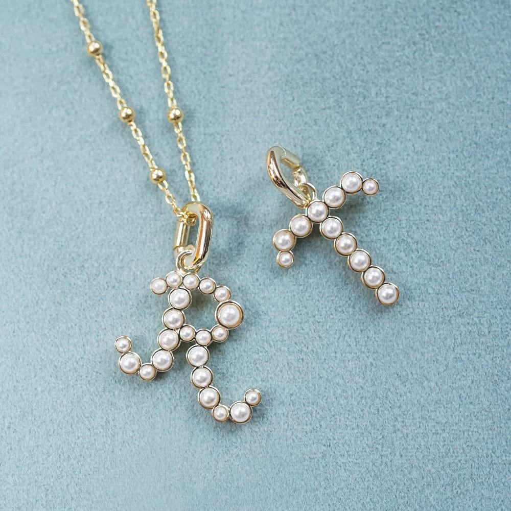 Pearl Initial Charm Pendant 18ct Gold Plate