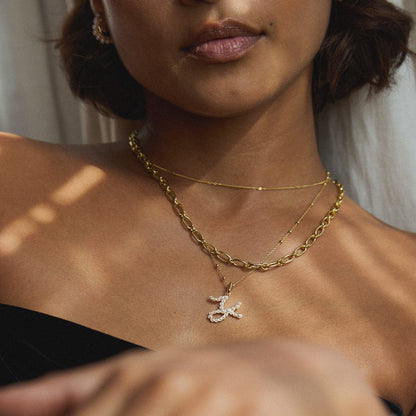 Pearl Initial Charm Necklace 18ct Gold Plate