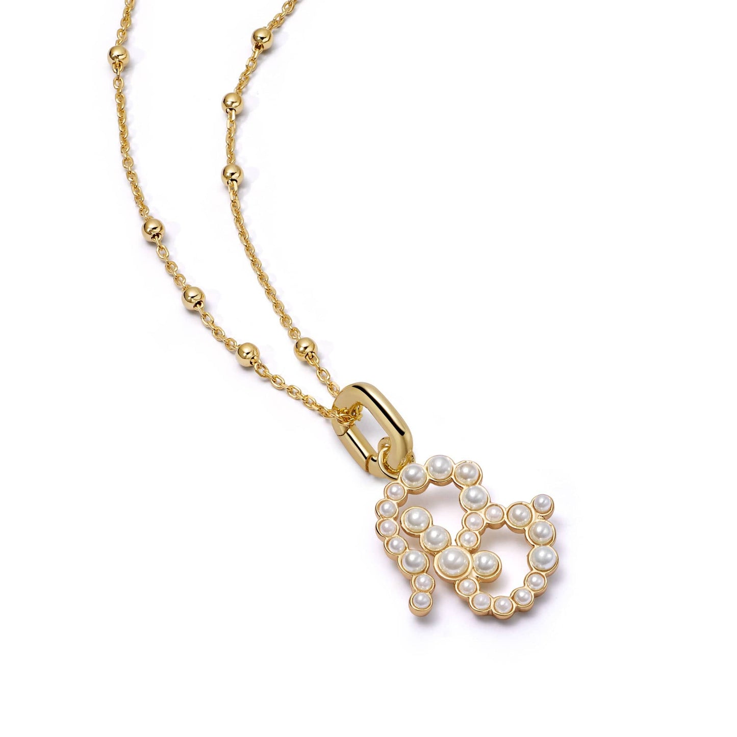 Pearl Initial Charm Necklace 18ct Gold Plate