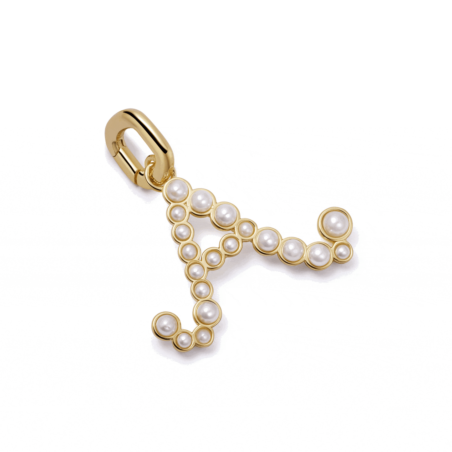 Pearl Initial Charm Pendant 18ct Gold Plate