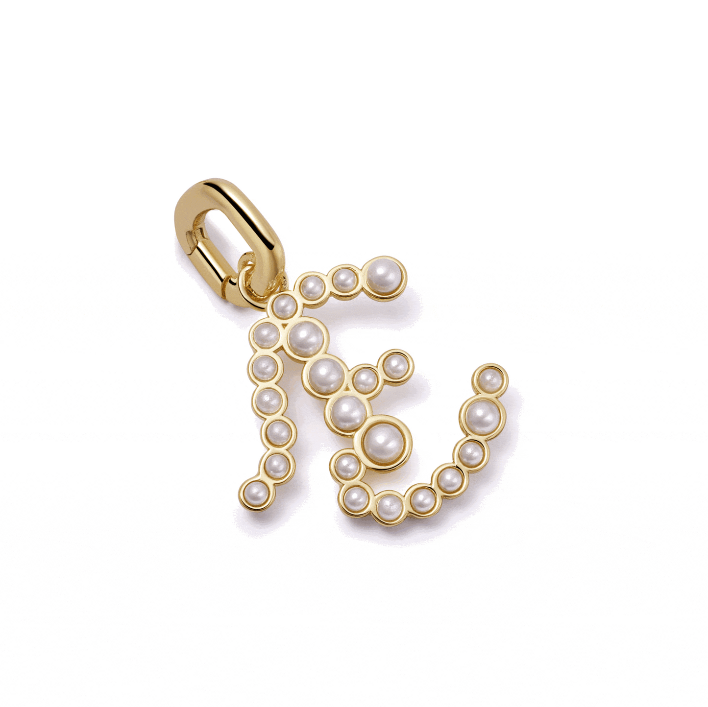 Pearl Initial Charm Pendant 18ct Gold Plate