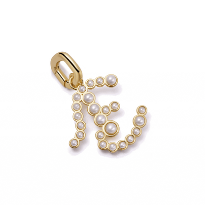 Pearl Initial Charm Pendant 18ct Gold Plate