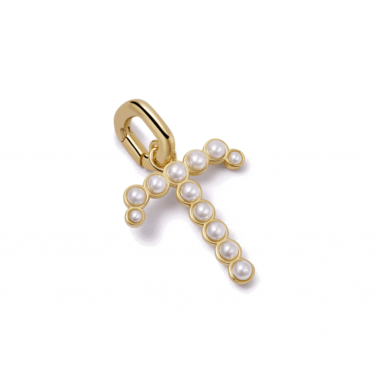 Pearl Initial Charm Pendant 18ct Gold Plate