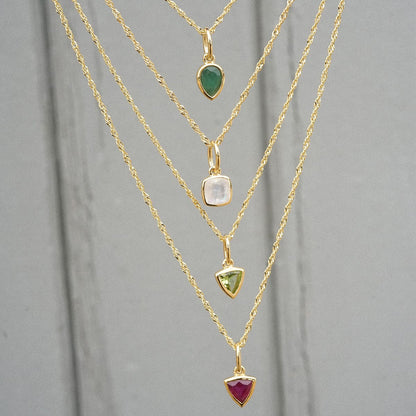 Peridot August Birthstone Charm Necklace 18ct Gold Plate