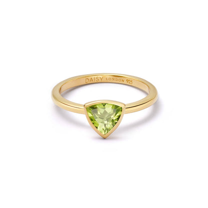 Peridot August Birthstone Ring 18ct Gold Plate