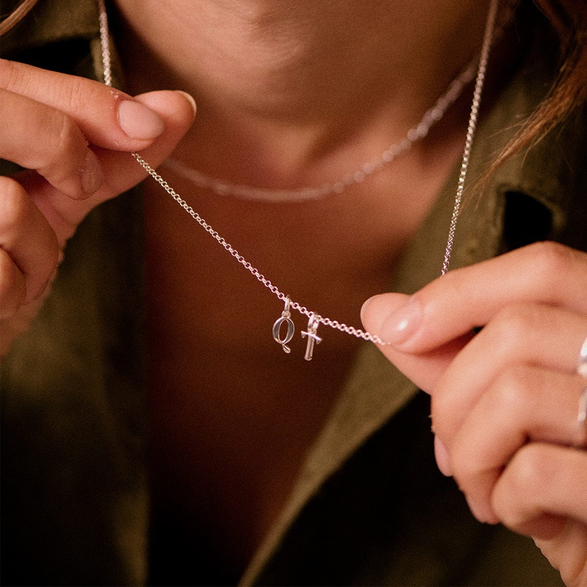 Personalised Initial Charm Pendant Sterling Silver