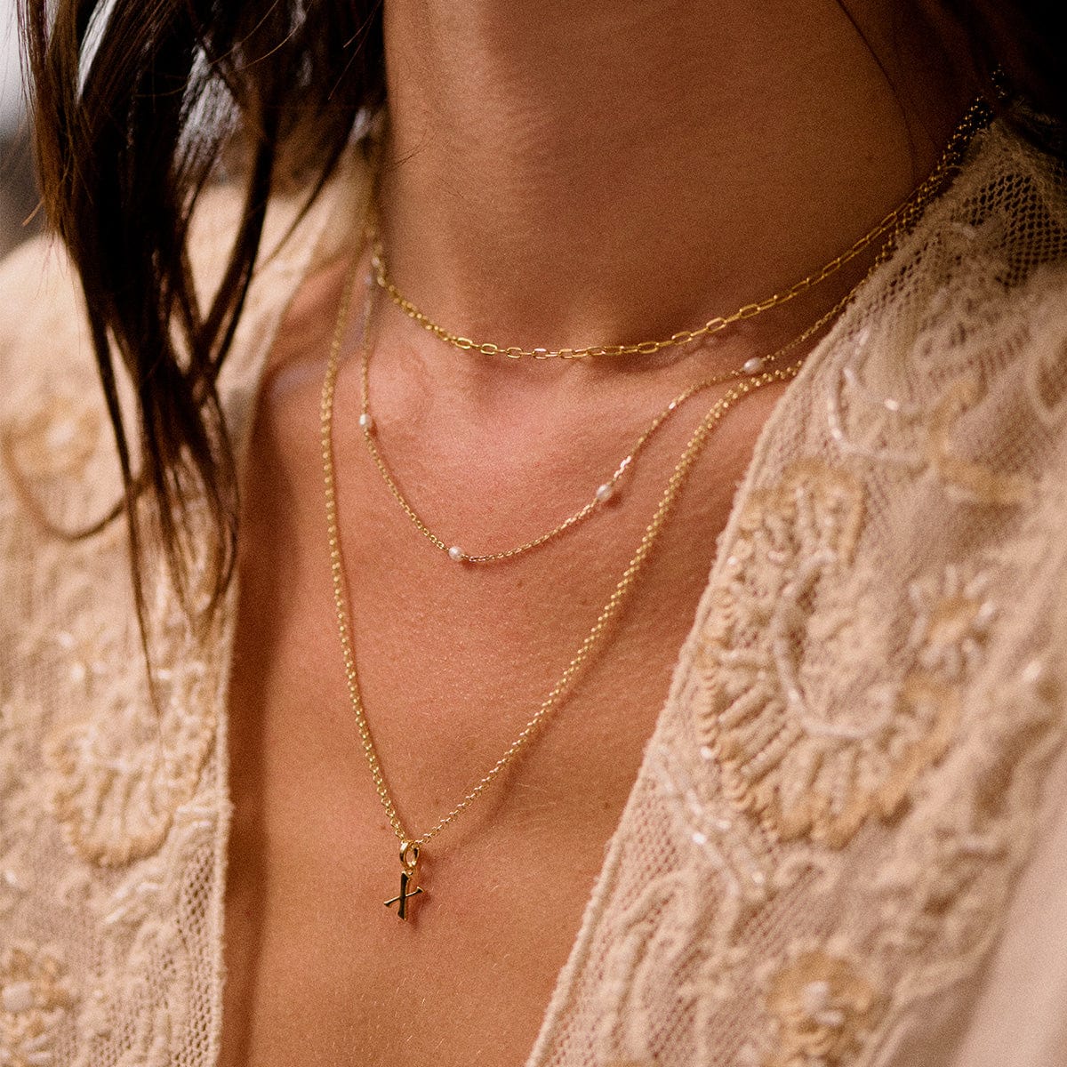Personalised Initial Pendant Necklace 18ct Gold Plate