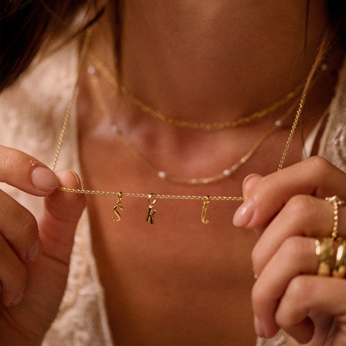Personalised Initial Pendant Necklace 18ct Gold Plate