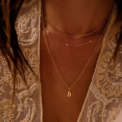 Personalised Initial Pendant Necklace 18ct Gold Plate
