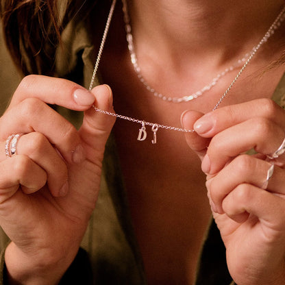 Personalised Initial Pendant Necklace Sterling Silver