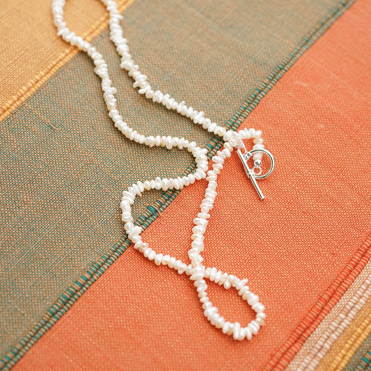 Polly Beach Pearl and Fish Cord Necklace Layering Set Sterling Silver