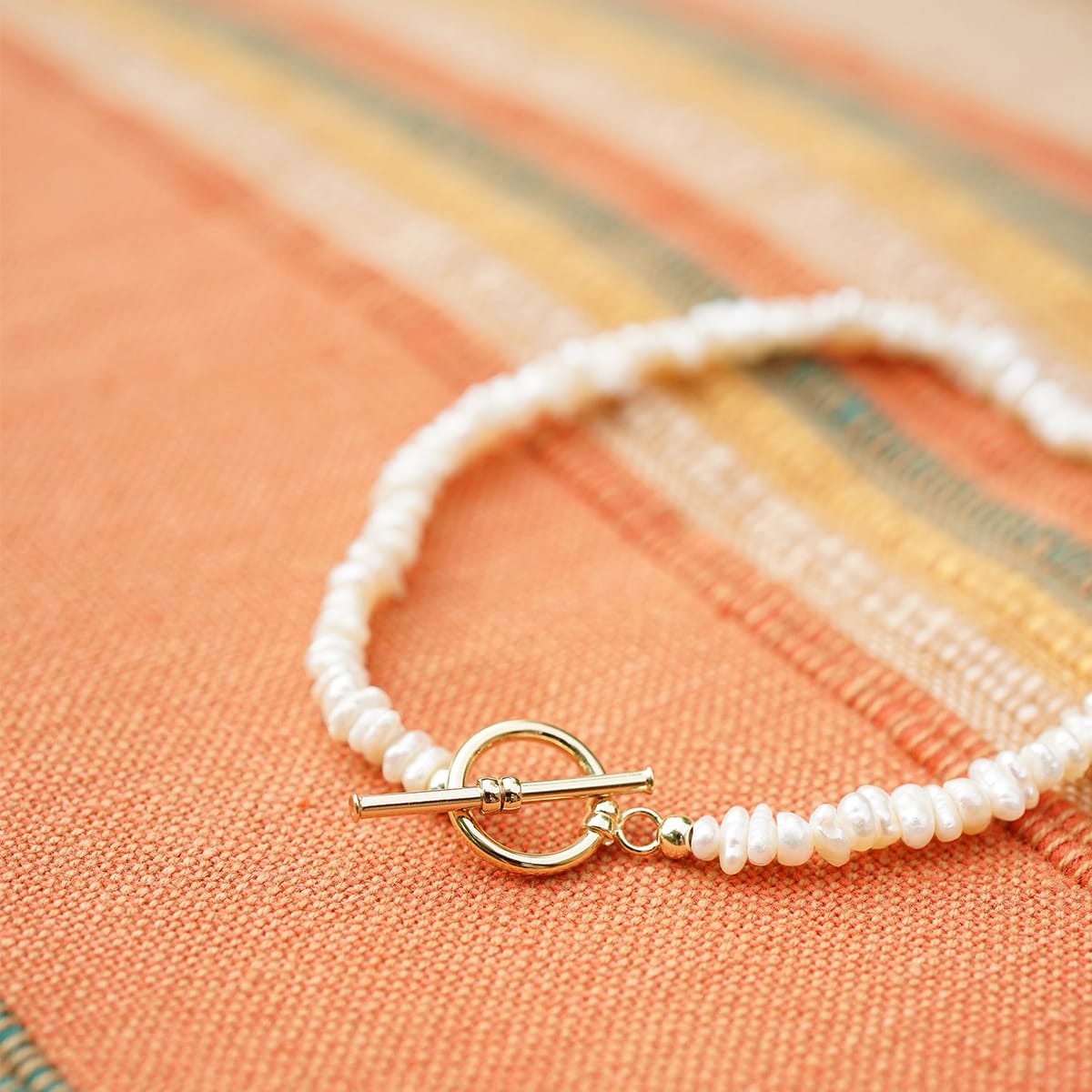Polly Beach Pearl Necklace and Bracelet Set 18ct Gold Plate