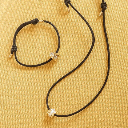 Polly Crystal Bead Cord Bracelet 18ct Gold Plate