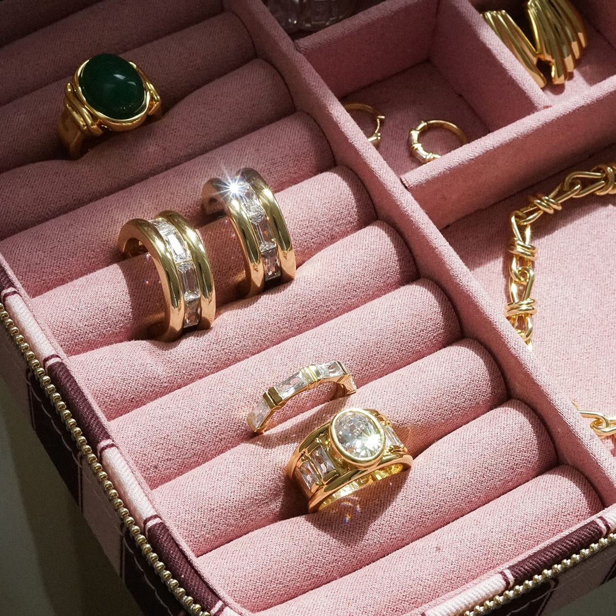 Polly Crystal Ring Stack 18ct Gold Plate