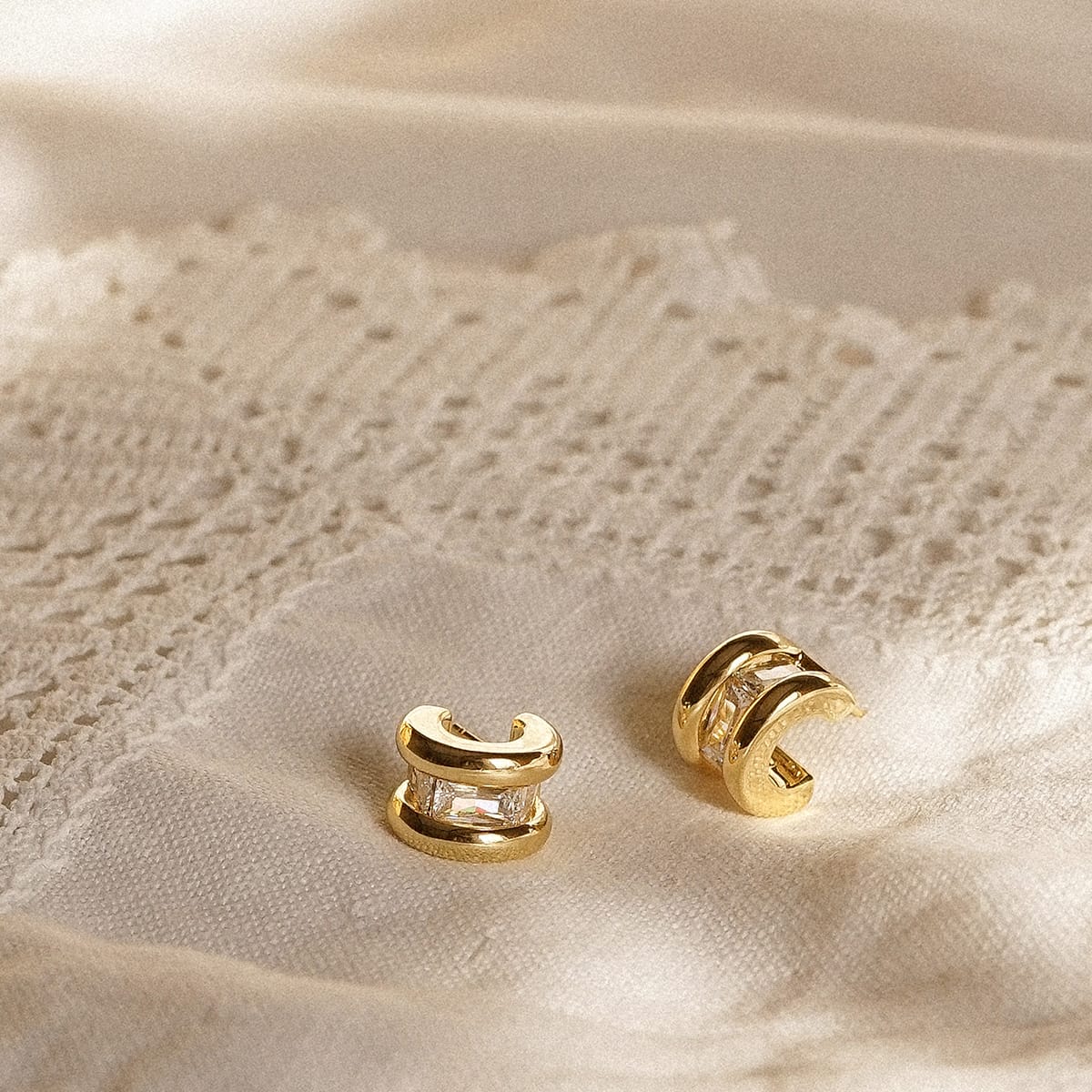 Polly Crystal Mini Hoop & Huggie Earring Stack 18ct Gold Plate