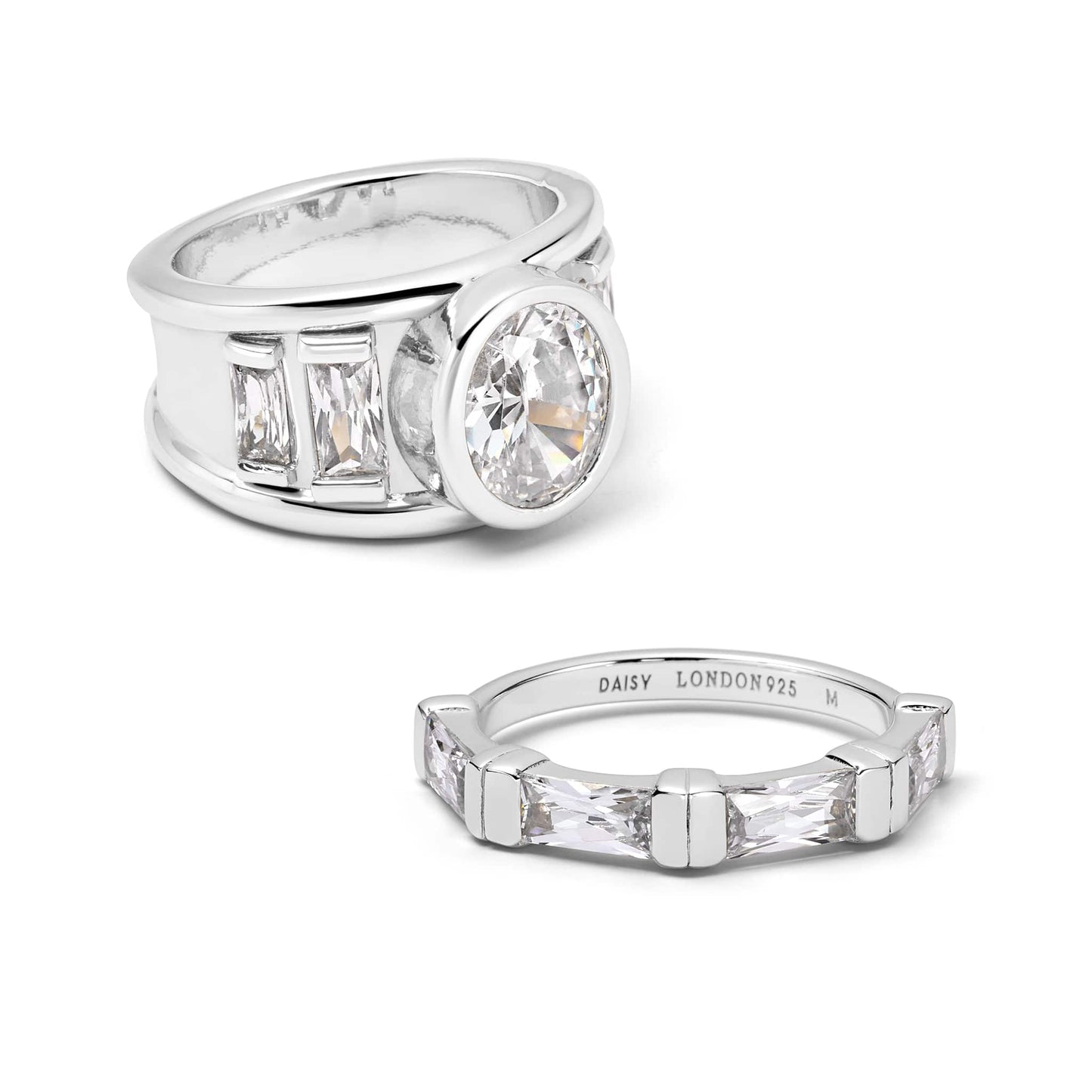 Polly Crystal Ring Stack Sterling Silver