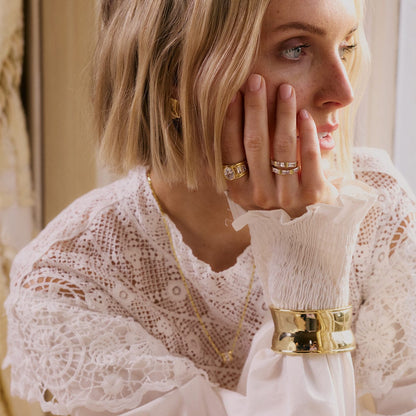 Polly Crystal Stacking Ring 18ct Gold Plate