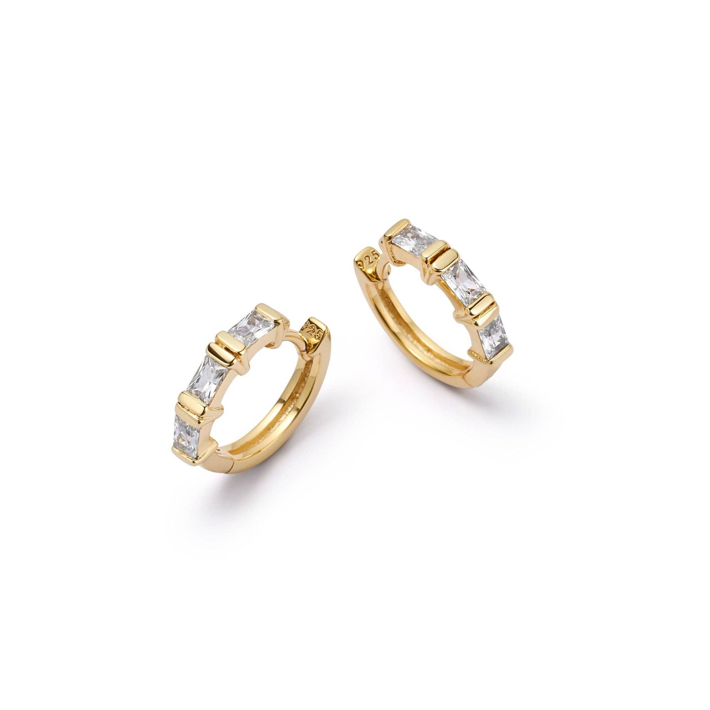 Polly Crystal Huggie Hoop Earrings 18ct Gold Plate