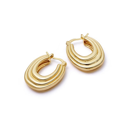Polly Mini Ridge Hoop Earrings 18ct Gold Plate
