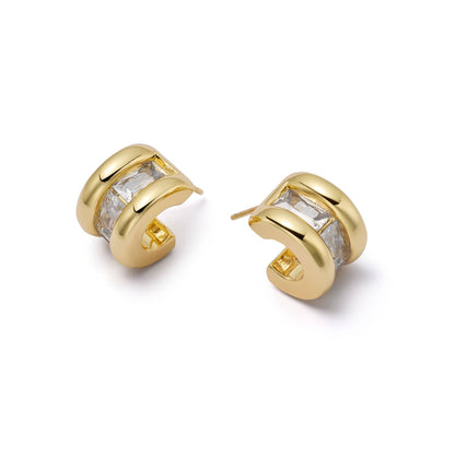 Polly Crystal Hoop Earrings 18ct Gold Plate